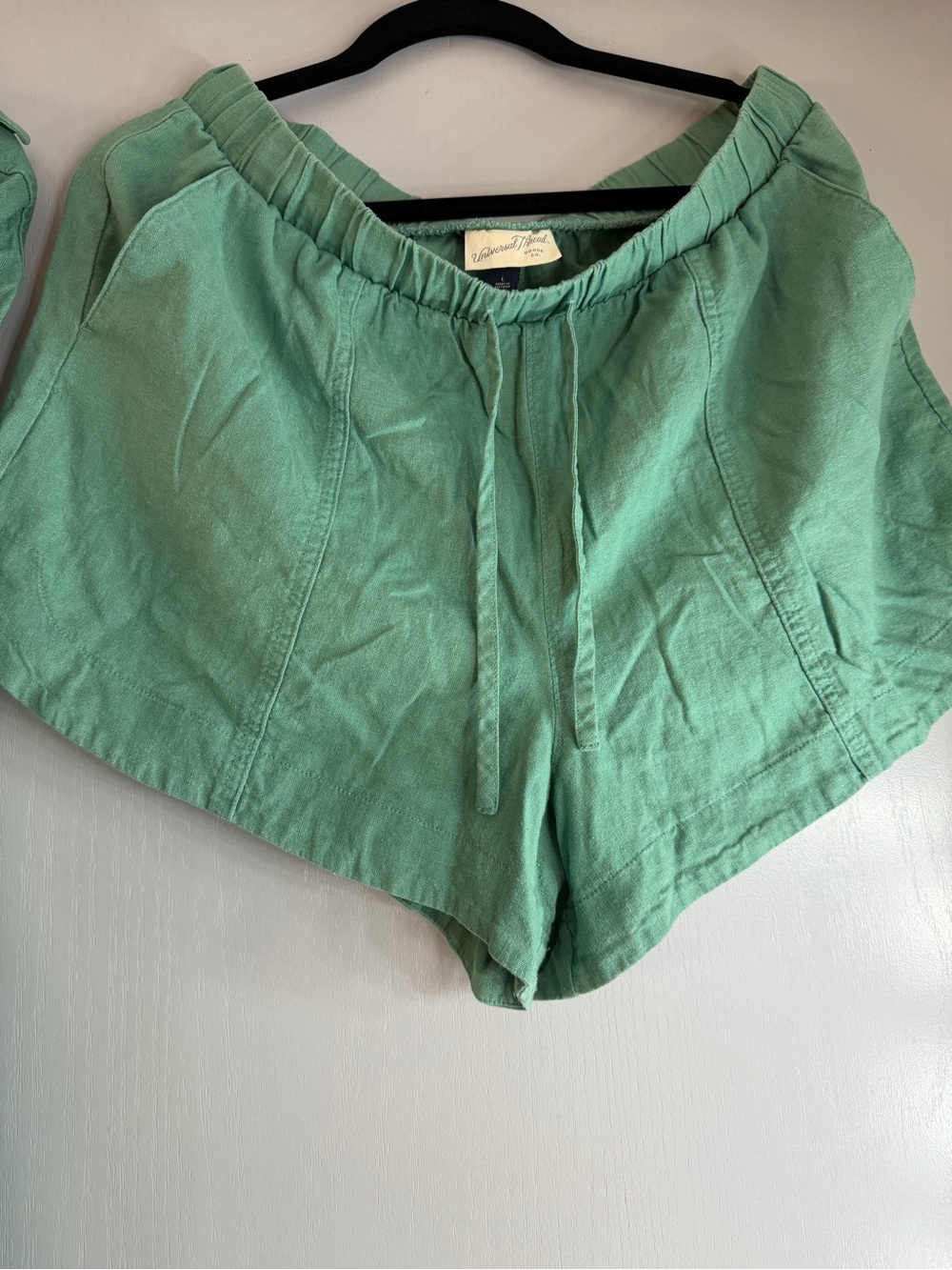 Universal Thread Linen Blend Matching Set | Soft Green Button Up & Shorts - Picture 3 of 5